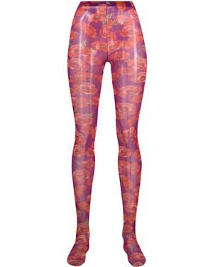 Dolce & Gabbana Floral-Design Leggings - Red