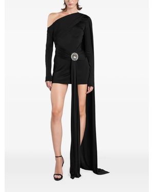 David Koma Robe Courte Asymétrique À Ornements En Cristal - Black