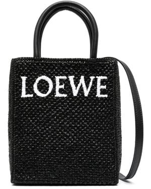 Loewe A5 Raffia Tote Bag - Black