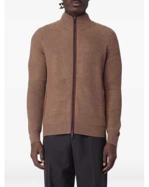 XC Gerippter Cardigan Mit Reißverschluss - Braun