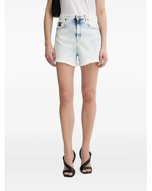 Versace Jeans Couture Ausgefranste Shorts mit Logo-Patch - Blau