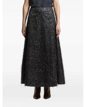 Peserico Fringe-Detail Midi Skirt - Black