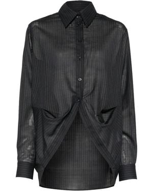 Litkovskaya Pinstripe Draped-Hem Shirt - Black