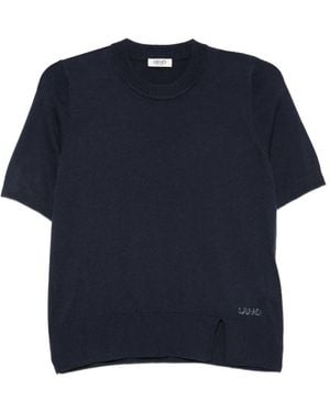 Liu Jo Short-Sleeve Fine-Knit Jumper - Blue