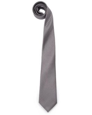 Giorgio Armani Diagonal-Stripe Silk Tie - White