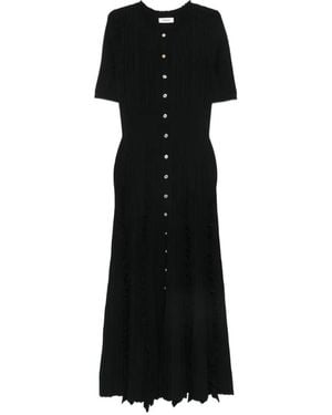 Sandro Vestido Midi Con Ribete De Volantes - Negro