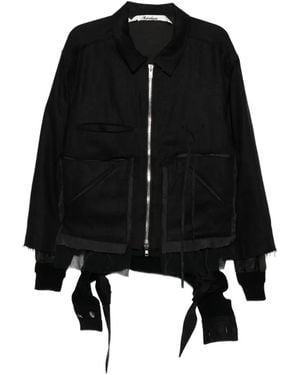 Midorikawa Raw-Edge Zip-Up Jacket - Black