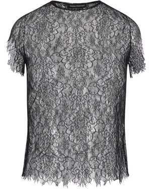 PAULINE DUJANCOURT Top De Encaje Con Manga Corta - Gris