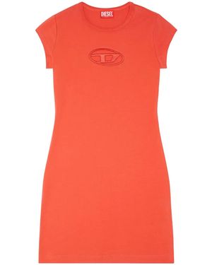DIESEL Logo Cotton Mini Dress - Red