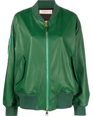 Blanca Vita Zip-Fastening Bomber Jacket - Green