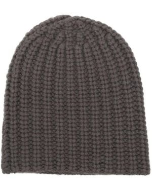 Liska Ribbed Cashmere Beanie Hat - Grey