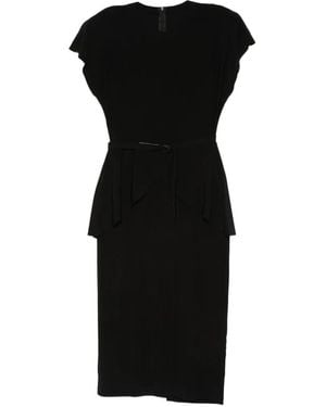 Norma Kamali Belted Peplum Midi Dress - Black