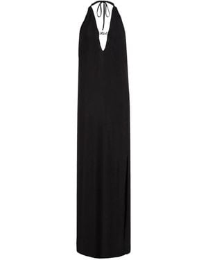 KARL LAGERFELD Maxi Dress With Deep V-Neckline And Open Back - Black