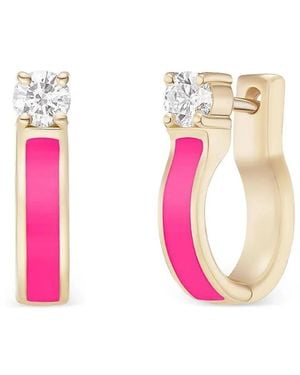 Melissa Kaye 18K Rose Honey Diamond Hoop Earrings - Pink
