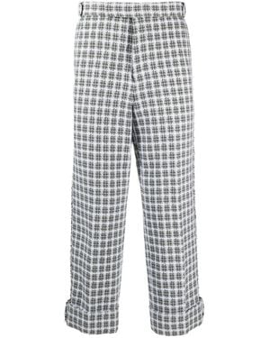 Thom Browne Backstrap-Detail Checked Tailored Trousers - Blue