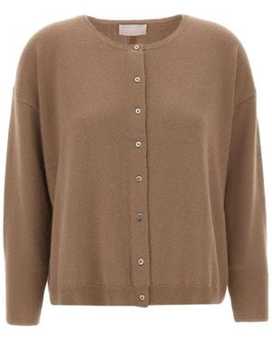 Hemisphere Button-Fastening Crew-Neck Cardigan - Brown