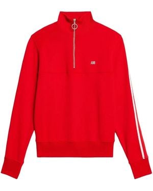 Ami Paris Sudadera Con Cremallera Corta - Rojo
