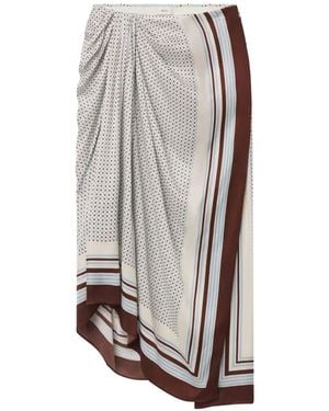 A.L.C. Reign Draped Polka-Dot Midi Skirt - White