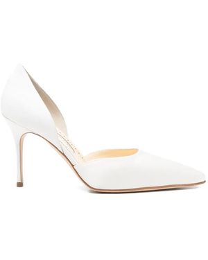 Manolo Blahnik Taylerbinu Pointed Heeled Court Shoes - White