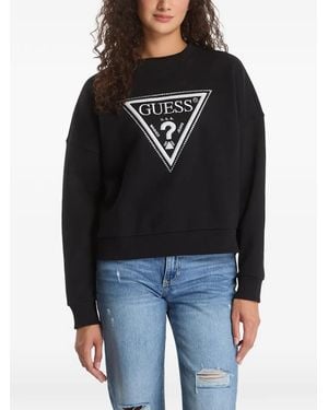Guess Python Triangle Logo-Print Sweatshirt - Black