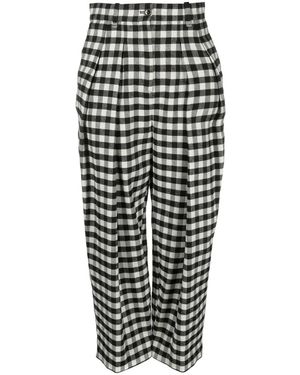 KENZO Checkerboard-Print Culotte-Length Trousers - Black