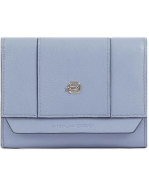 Piquadro Trifold Leather Wallet - Blue