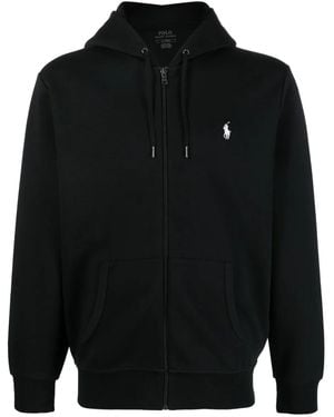 Polo Ralph Lauren Logo-Embroidered Zip-Up Hoodie - Black