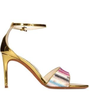 Missoni 90mm metallic-effect leather striped heeled sandals - Metálico