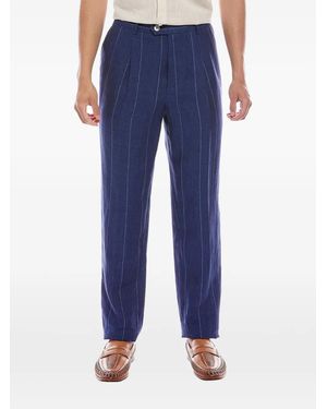 Brunello Cucinelli Pinstripe Pleated Trousers - Blue