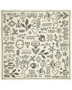 Bimba Y Lola Sketch-Motif Scarf - Metallic
