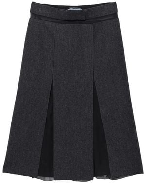 Prada Double Wool Midi-Skirt - Black