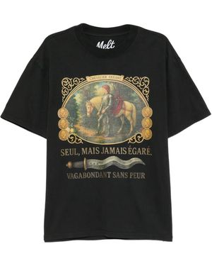 Melt Cotton Printed T-Shirt - Black