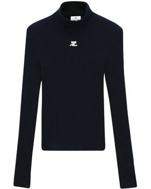 Courreges Gerippter Pullover - Blau
