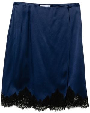 Stella McCartney Lace-Trim Satin Midi Skirt - Blue