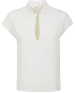 Glanshirt Klassische Satinbluse - Weiß