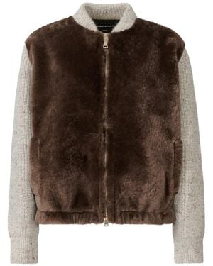 Fabiana Filippi Shearling-Panel Knitted Bomber Jacket - Brown