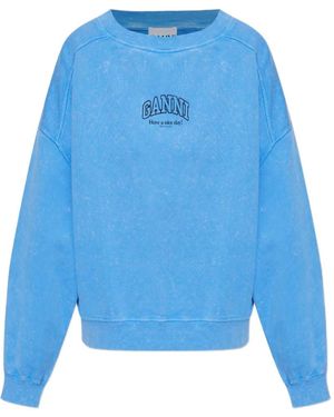 Ganni Logo-Print Sweatshirt - Blue