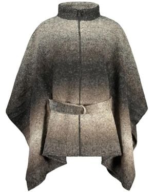 Desigual Gradient-Effect Belted Poncho - Grey