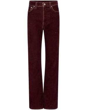 Rabanne High-Waist Straight-Leg Velvet Trousers - Red