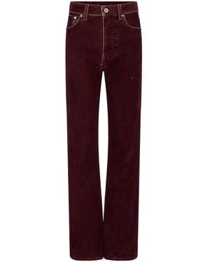Rabanne High-Waist Straight-Leg Velvet Trousers - Red