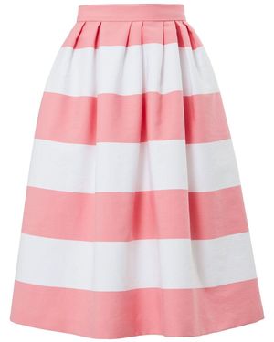 Carolina Herrera Wide-Stripe Midi Skirt - Pink