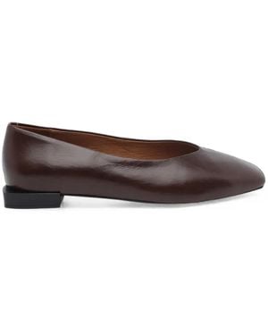 Ángel Alarcón Square-Toe Leather Ballet Flats - Brown