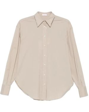 Brunello Cucinelli Monili-Trimmed Long-Sleeve Shirt - Natural