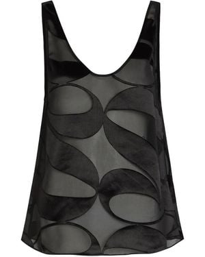 Delos Mira Velvet-Devoré Sheer Top - Black