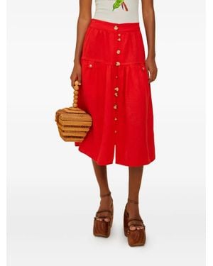FARM Rio Button Tiered Midi Skirt
