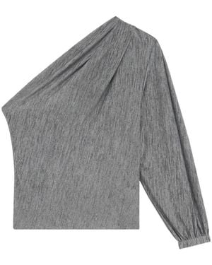 IRO One-Shoulder Gathered Blouse - Grey