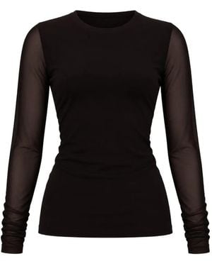 MEIMEIJ Sheer-Panel Long-Sleeve Top - Black