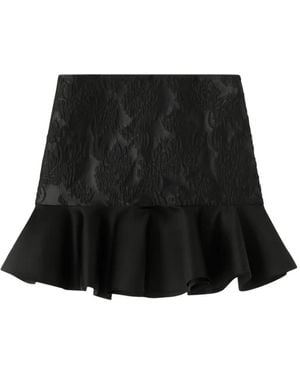 Ganni Floral Ruffled Mini Skirt - Black