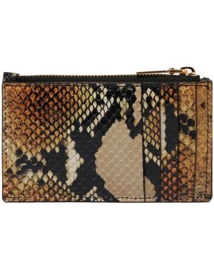 McQueen Kartenetui mit Schlangenmuster - Braun