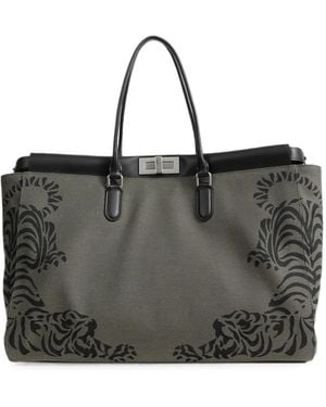 Fendi Peekaboo Tiger-Print Tote Bag - Black